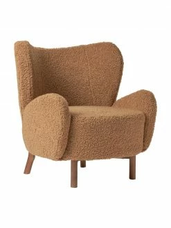Westwing Collection Fauteuil à oreilles caramel Kalia, larg. 78 x prof. 80 cm