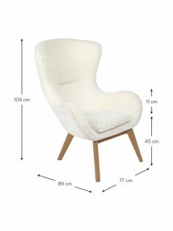 Westwing Collection Fauteuil à oreilles en peluche Wing, larg. 77 x prof. 89 cm -furniture Soldes Fauteuil a oreilles en peluche Wing 2