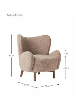 Westwing Collection Fauteuil à oreilles taupe Kalia, larg. 78 x prof. 80 cm -furniture Soldes Fauteuil a oreilles taupe Kalia 2