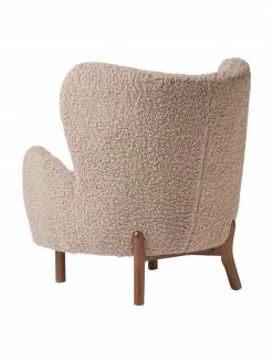 Westwing Collection Fauteuil à oreilles taupe Kalia, larg. 78 x prof. 80 cm -furniture Soldes Fauteuil a oreilles taupe Kalia 5