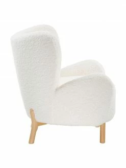 Westwing Collection Fauteuil à oreilles tissu peluche blanc crème Kalia, larg. 78 x prof. 80 cm -furniture Soldes Fauteuil a oreilles tissu peluche blanc creme Kalia 5