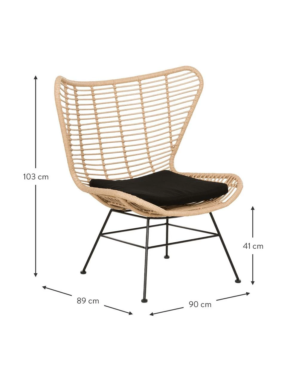 Westwing Collection Fauteuil à oreilles tressage synthétique Costa, larg. 90 x prof. 89 cm 3 Westwing Collection Fauteuil à oreilles tressage synthétique Costa, larg. 90 x prof. 89 cm – Image 3