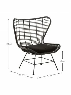 Westwing Collection Fauteuil à oreilles tressage synthétique Costa, larg. 90 x prof. 89 cm -furniture Soldes Fauteuil a oreilles tressage synthetique Costa 8