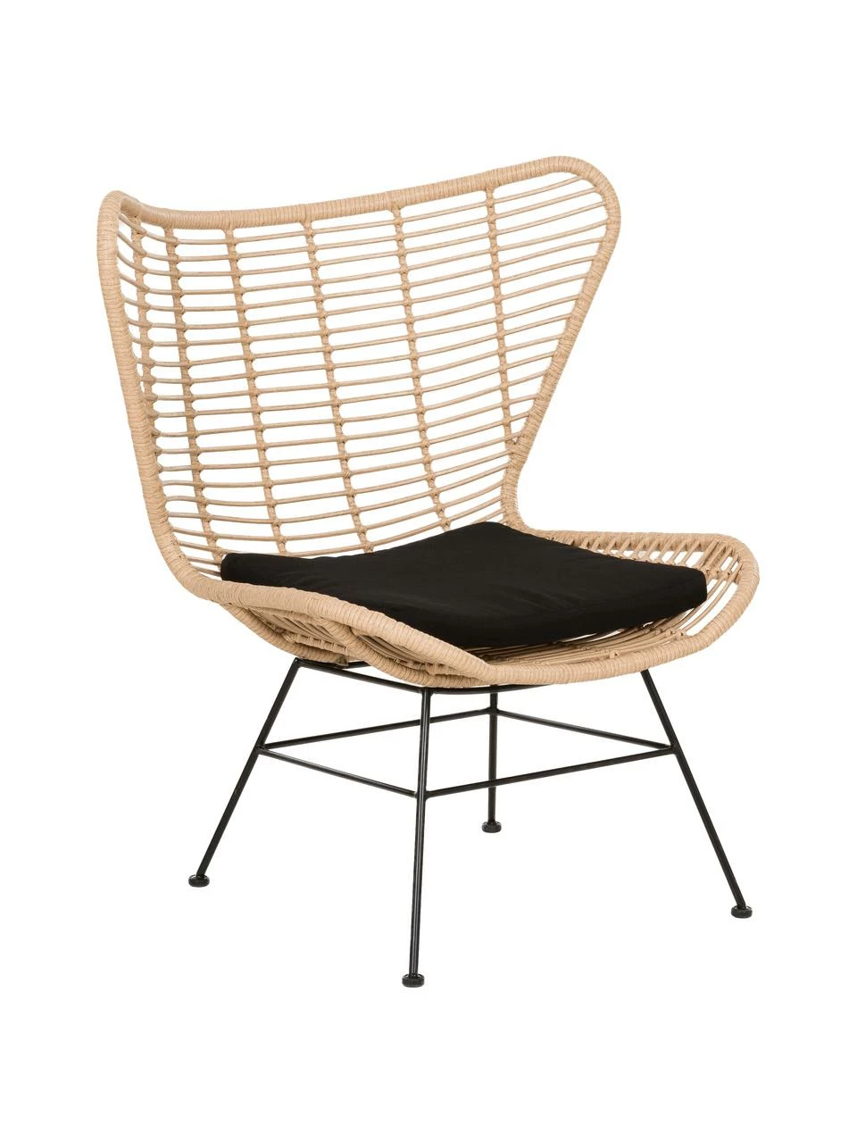 Westwing Collection Fauteuil à oreilles tressage synthétique Costa, larg. 90 x prof. 89 cm 1 Westwing Collection Fauteuil à oreilles tressage synthétique Costa, larg. 90 x prof. 89 cm