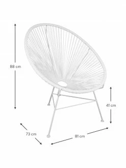 Westwing Collection Fauteuil acapulco blanc plastique tressé Bahia, larg. 81 x prof. 73 cm -furniture Soldes Fauteuil acapulco blanc plastique tresse Bahia 3