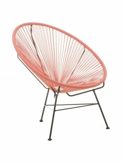 Westwing Collection Fauteuil acapulco corail plastique tressé Bahia, larg. 81 x prof. 73 cm