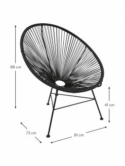 Westwing Collection Fauteuil acapulco noir plastique tressé Bahia, larg. 81 x prof. 73 cm -furniture Soldes Fauteuil acapulco noir plastique tresse Bahia 2