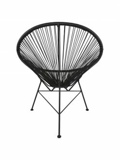 Westwing Collection Fauteuil acapulco noir plastique tressé Bahia, larg. 81 x prof. 73 cm -furniture Soldes Fauteuil acapulco noir plastique tresse Bahia 5