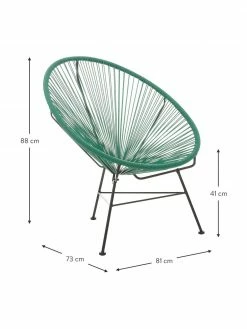 Westwing Collection Fauteuil acapulco vert forêt plastique tressé Bahia, larg. 81 x prof. 73 cm -furniture Soldes Fauteuil acapulco vert foret plastique tresse Bahia 2