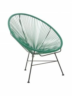 Westwing Collection Fauteuil acapulco vert forêt plastique tressé Bahia, larg. 81 x prof. 73 cm