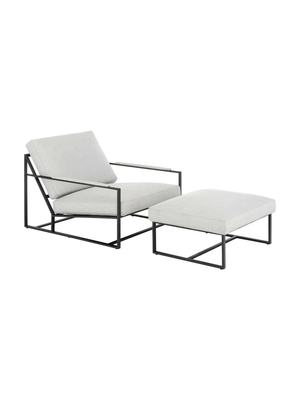 Westwing Collection Fauteuil avec repose-pieds blanc Andy, 2 élém., Lot de différentes tailles 1 Westwing Collection Fauteuil avec repose-pieds blanc Andy, 2 élém., Lot de différentes tailles