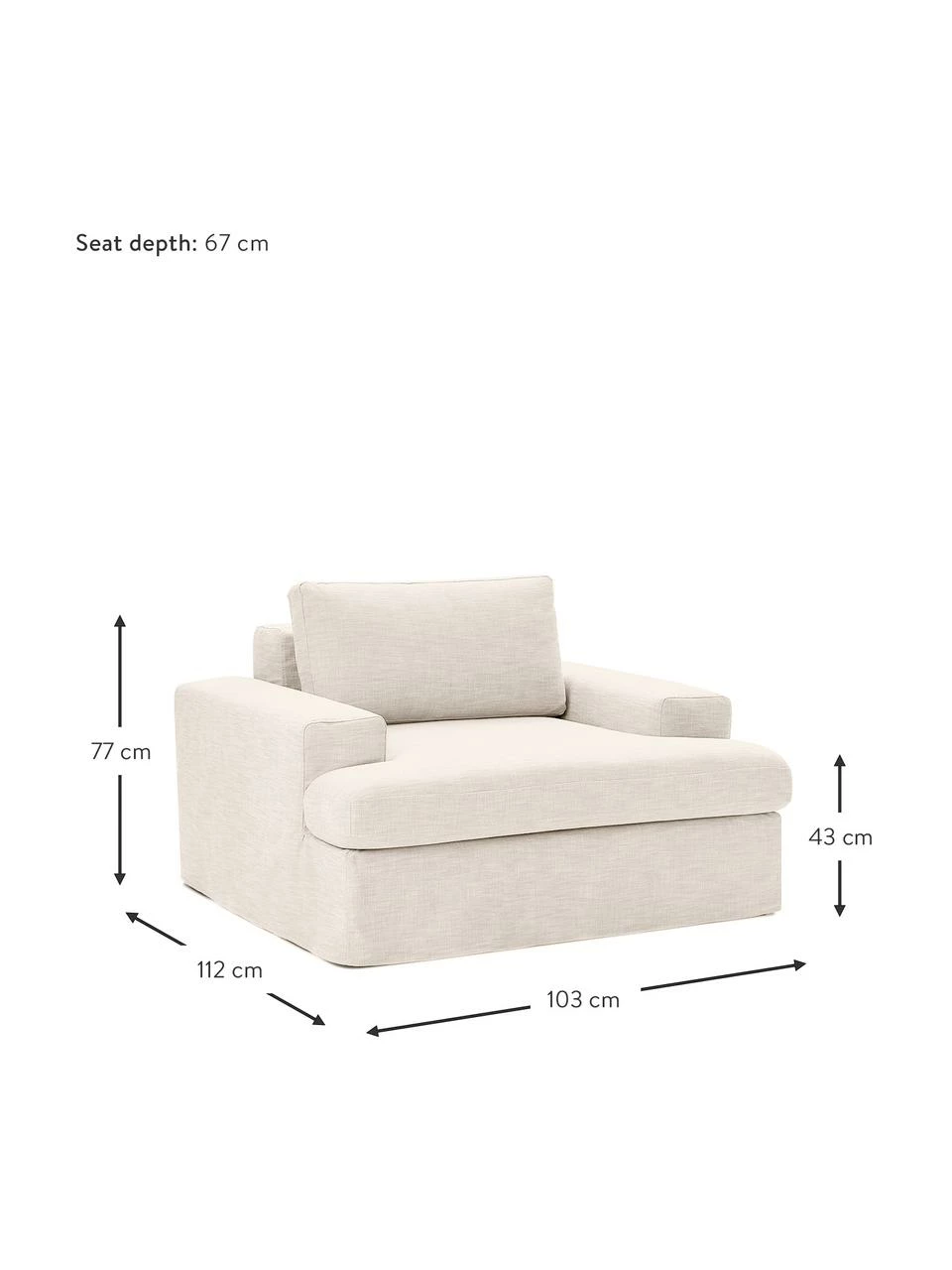 Westwing Collection Fauteuil beige Russell, larg. 103 x haut. 77 cm 3 Westwing Collection Fauteuil beige Russell, larg. 103 x haut. 77 cm – Image 3