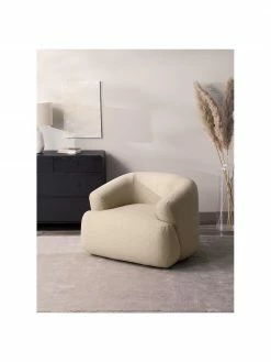 Westwing Collection Fauteuil beige foncé Sofia, larg. 96 x prof. 82 cm -furniture Soldes Fauteuil beige fonce Sofia 2
