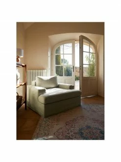 Westwing Collection Fauteuil blanc crème Russell, larg. 103 x haut. 77 cm -furniture Soldes Fauteuil blanc creme Russell 2