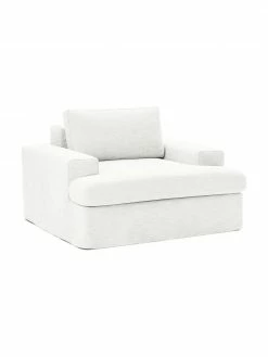 Westwing Collection Fauteuil blanc crème Russell, larg. 103 x haut. 77 cm