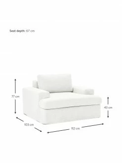 Westwing Collection Fauteuil blanc crème Russell, larg. 103 x haut. 77 cm -furniture Soldes Fauteuil blanc creme Russell 3