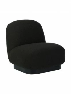 Westwing Collection Fauteuil cocktail bouclé noir Elsie, larg. 77 x prof. 84 cm