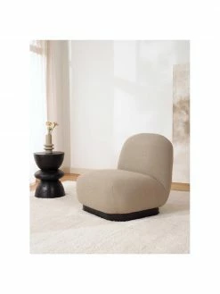 Westwing Collection Fauteuil cocktail bouclé taupe Elsie, larg. 77 x prof. 84 cm -furniture Soldes Fauteuil cocktail boucle taupe Elsie 2