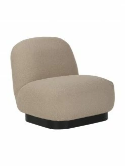Westwing Collection Fauteuil cocktail bouclé taupe Elsie, larg. 77 x prof. 84 cm