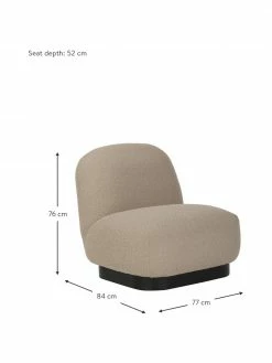 Westwing Collection Fauteuil cocktail bouclé taupe Elsie, larg. 77 x prof. 84 cm -furniture Soldes Fauteuil cocktail boucle taupe Elsie 3