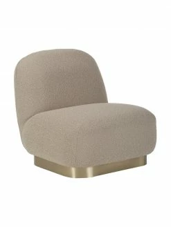 Westwing Collection Fauteuil cocktail bouclé taupe Elsie, larg. 77 x prof. 84 cm