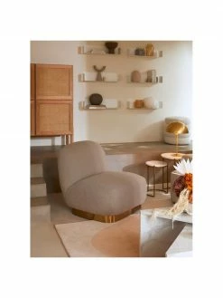 Westwing Collection Fauteuil cocktail bouclé taupe Elsie, larg. 77 x prof. 84 cm -furniture Soldes Fauteuil cocktail boucle taupe Elsie 8