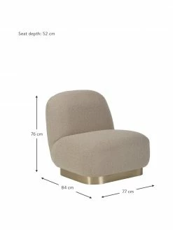 Westwing Collection Fauteuil cocktail bouclé taupe Elsie, larg. 77 x prof. 84 cm -furniture Soldes Fauteuil cocktail boucle taupe Elsie 9