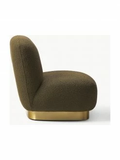 Westwing Collection Fauteuil cocktail bouclé vert Elsie, larg. 77 x prof. 84 cm -furniture Soldes Fauteuil cocktail boucle vert Elsie 4