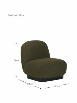 Westwing Collection Fauteuil cocktail bouclé vert Elsie, larg. 77 x prof. 84 cm -furniture Soldes Fauteuil cocktail boucle vert Elsie 9