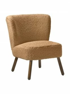 Westwing Collection Fauteuil cocktail en peluche brun Robine, larg. 63 x prof. 73 cm