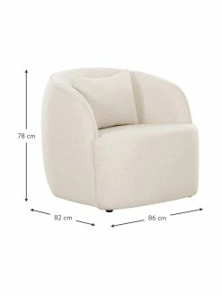 Westwing Collection Fauteuil cocktail en tissu bouclé blanc Elodie, larg. 86 x prof. 62 cm -furniture Soldes Fauteuil cocktail en tissu boucle blanc Elodie 2