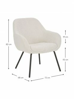 Westwing Collection Fauteuil cocktail en tissu bouclé blanc crème Jana, larg. 72 x prof. 68 cm -furniture Soldes Fauteuil cocktail en tissu boucle blanc creme Jana 2
