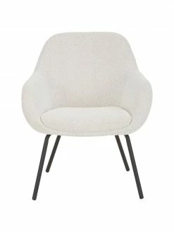 Westwing Collection Fauteuil cocktail en tissu bouclé blanc crème Jana, larg. 72 x prof. 68 cm -furniture Soldes Fauteuil cocktail en tissu boucle blanc creme Jana 3