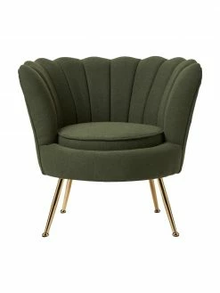 Westwing Collection Fauteuil cocktail tissu bouclé vert Oyster, larg. 81 x haut. 75 cm -furniture Soldes Fauteuil cocktail tissu boucle vert Oyster 3
