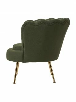 Westwing Collection Fauteuil cocktail tissu bouclé vert Oyster, larg. 81 x haut. 75 cm -furniture Soldes Fauteuil cocktail tissu boucle vert Oyster 5