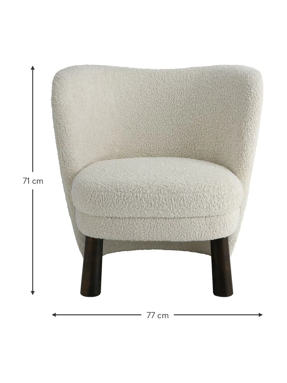 Fauteuil cocktail tissu peluche Tress, larg. 77 x prof. 80 cm 3 Fauteuil cocktail tissu peluche Tress, larg. 77 x prof. 80 cm – Image 3