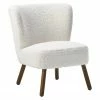 Westwing Collection Fauteuil cocktail tissu peluche blanc Robine, larg. 63 x prof. 73 cm