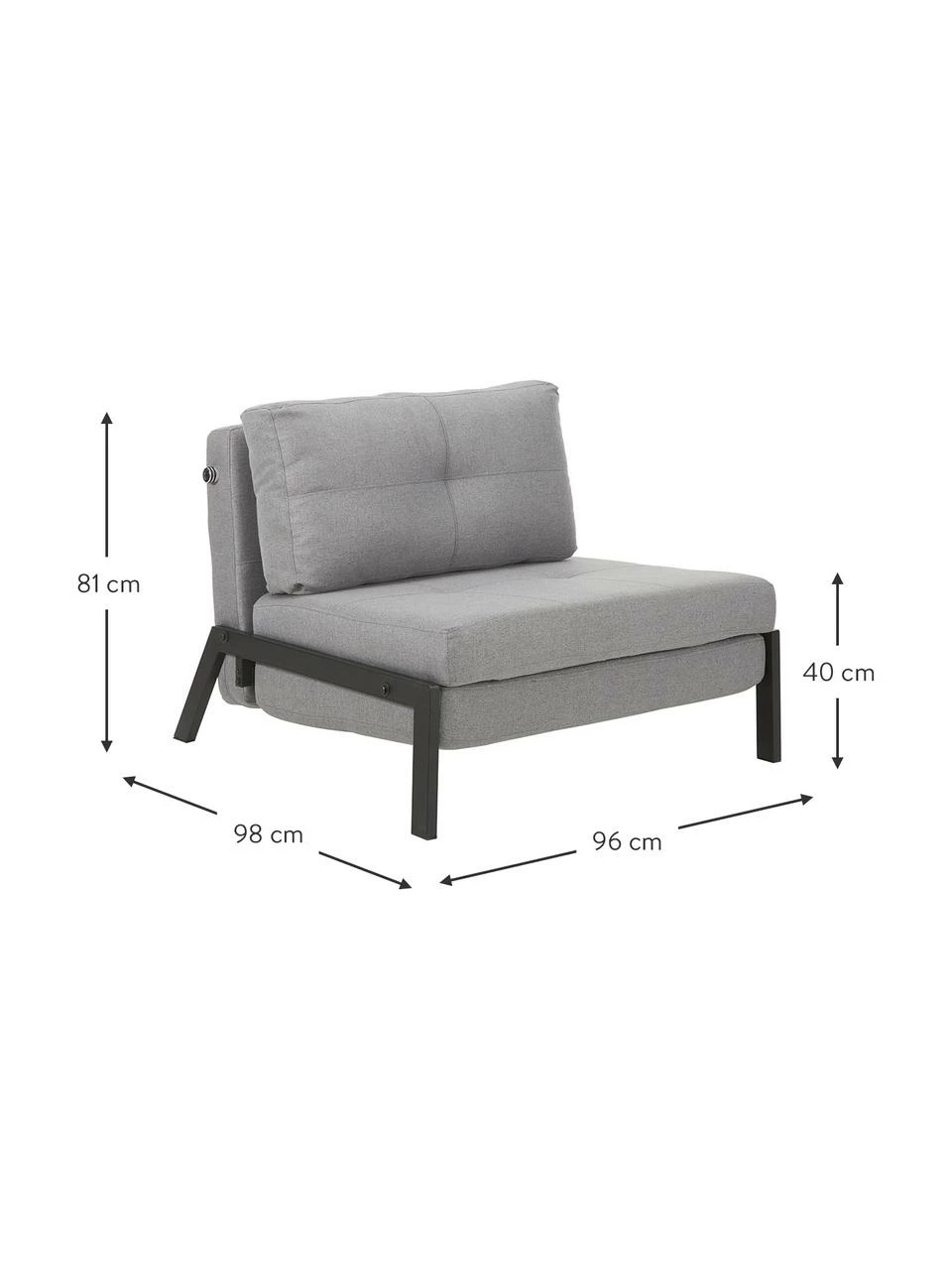 Westwing Collection Fauteuil convertible gris clair Edward, larg. 96 x prof. 98 cm 2 Westwing Collection Fauteuil convertible gris clair Edward, larg. 96 x prof. 98 cm – Image 2