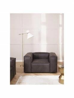 Westwing Collection Fauteuil cuir recyclé Lennon, larg. 130 x prof. 101 cm 9 Westwing Collection Fauteuil cuir recyclé Lennon, larg. 130 x prof. 101 cm -furniture Soldes Fauteuil cuir recycle Lennon 3