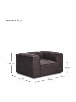 Westwing Collection Fauteuil cuir recyclé Lennon, larg. 130 x prof. 101 cm 10 Westwing Collection Fauteuil cuir recyclé Lennon, larg. 130 x prof. 101 cm -furniture Soldes Fauteuil cuir recycle Lennon 4