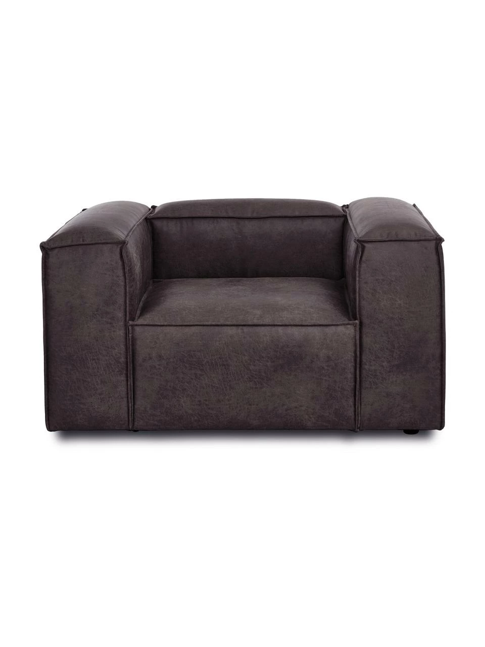 Westwing Collection Fauteuil cuir recyclé Lennon, larg. 130 x prof. 101 cm 6 Westwing Collection Fauteuil cuir recyclé Lennon, larg. 130 x prof. 101 cm – Image 6