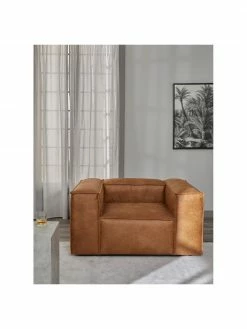 Westwing Collection Fauteuil cuir recyclé Lennon, larg. 130 x prof. 101 cm 9 Westwing Collection Fauteuil cuir recyclé Lennon, larg. 130 x prof. 101 cm -furniture Soldes Fauteuil cuir recycle Lennon 9