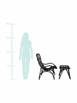 Fauteuil de jardin en rotin avec tabouret Ella, larg. 66 x prof. 131 cm -furniture Soldes Fauteuil de jardin en rotin avec tabouret Ella 2