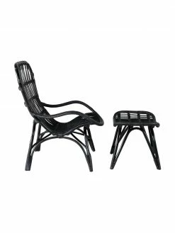 Fauteuil de jardin en rotin avec tabouret Ella, larg. 66 x prof. 131 cm -furniture Soldes Fauteuil de jardin en rotin avec tabouret Ella 4