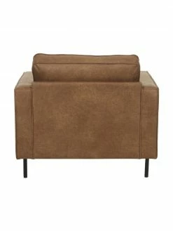 Westwing Collection Fauteuil de salon cuir recyclé brun Hunter, larg. 87 x prof. 95 cm -furniture Soldes Fauteuil de salon cuir recycle brun Hunter 4