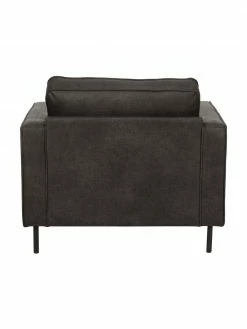 Westwing Collection Fauteuil de salon cuir recyclé brun-gris Hunter, larg. 87 x prof. 95 cm -furniture Soldes Fauteuil de salon cuir recycle brun gris Hunter 4