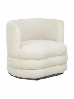 Westwing Collection Fauteuil design tissu bouclé beige clair Solomon, larg. 95 x prof. 80 cm