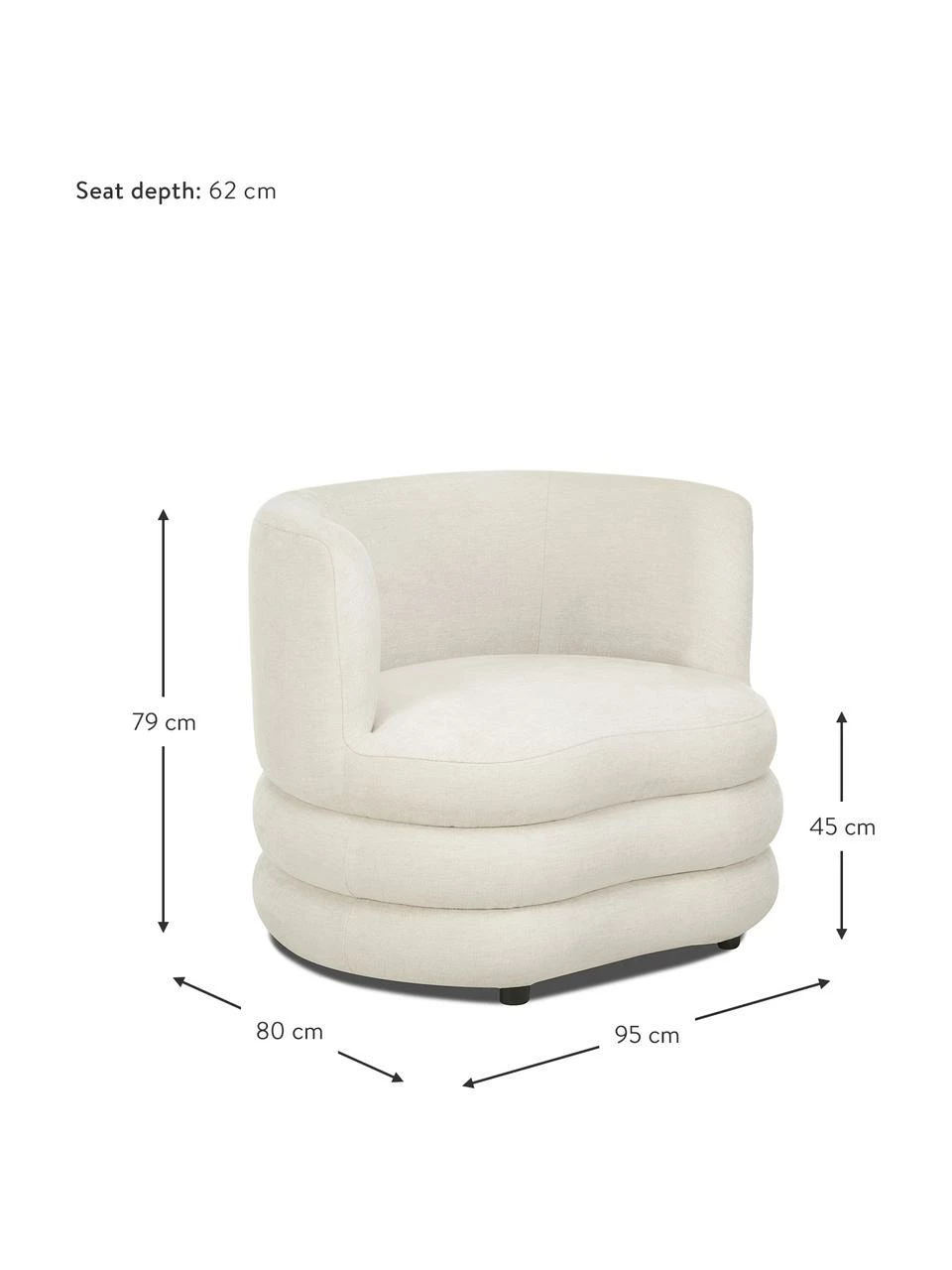 Westwing Collection Fauteuil design tissu bouclé beige clair Solomon, larg. 95 x prof. 80 cm 5 Westwing Collection Fauteuil design tissu bouclé beige clair Solomon, larg. 95 x prof. 80 cm – Image 5