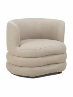 Westwing Collection Fauteuil design tissu bouclé gris clair Solomon, larg. 95 x prof. 80 cm