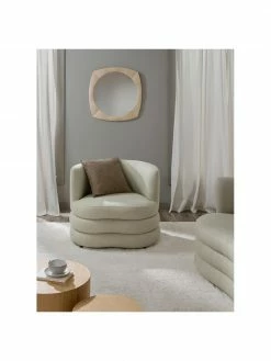 Westwing Collection Fauteuil design tissu bouclé vert matcha Solomon, larg. 95 x prof. 80 cm -furniture Soldes Fauteuil design tissu boucle vert matcha Solomon 3